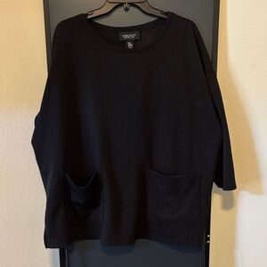 Jones New York Black Scoop-Neck Pocket Sweater